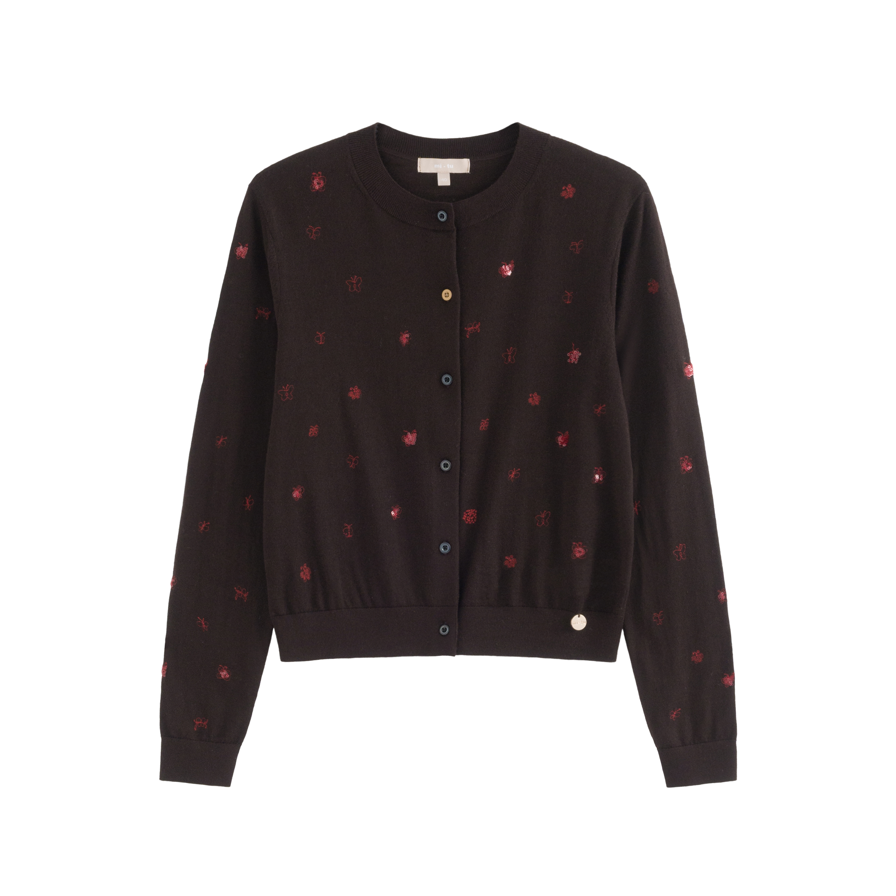 mi-tu 刺繡款羊毛開衫