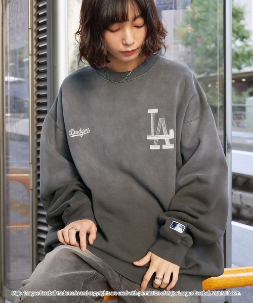 日本🇯🇵連線 MONO-MART x MLB 漸層水洗隊徽刺繡大學T 寬鬆 落肩 作舊 3款(任買兩件711免運)/預購