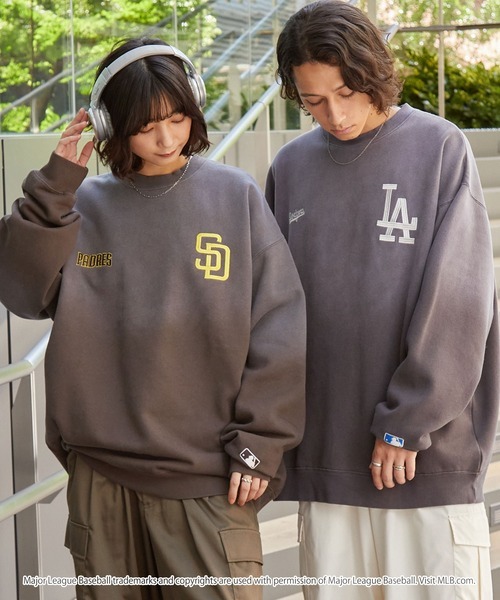 日本🇯🇵連線 MONO-MART x MLB 漸層水洗隊徽刺繡大學T 寬鬆 落肩 作舊 3款(任買兩件711免運)/預購