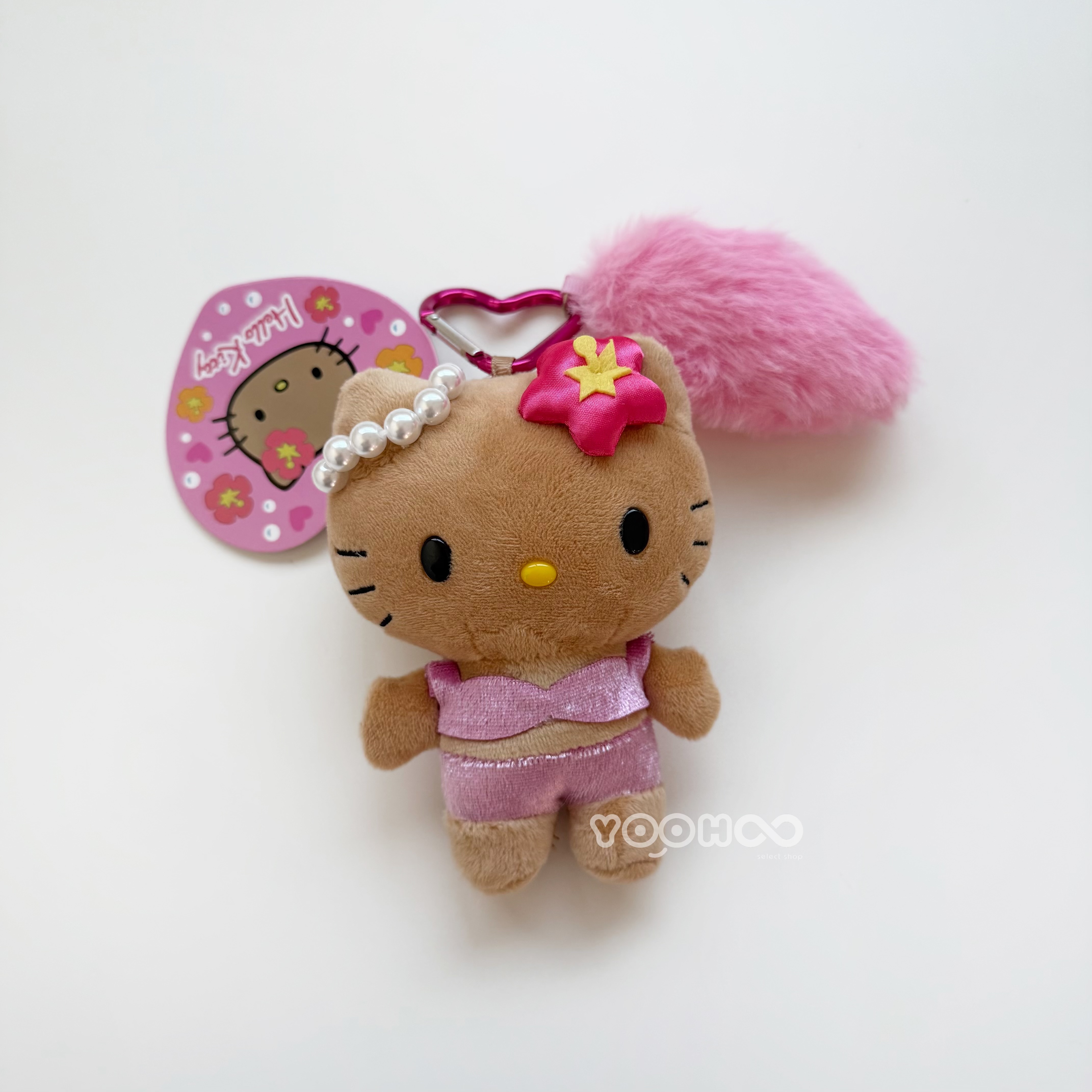 現貨┃日本 三麗鷗 KITTY 凱蒂 黑皮 曬黑 日燒 比基尼 毛毛 愛心扣 吊飾