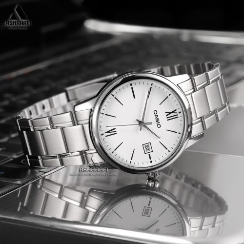 萬年鐘錶 - CASIO 卡西歐 白面復古羅馬時標日期休閒男錶 MTP-V002D-7B3 錶徑37MM