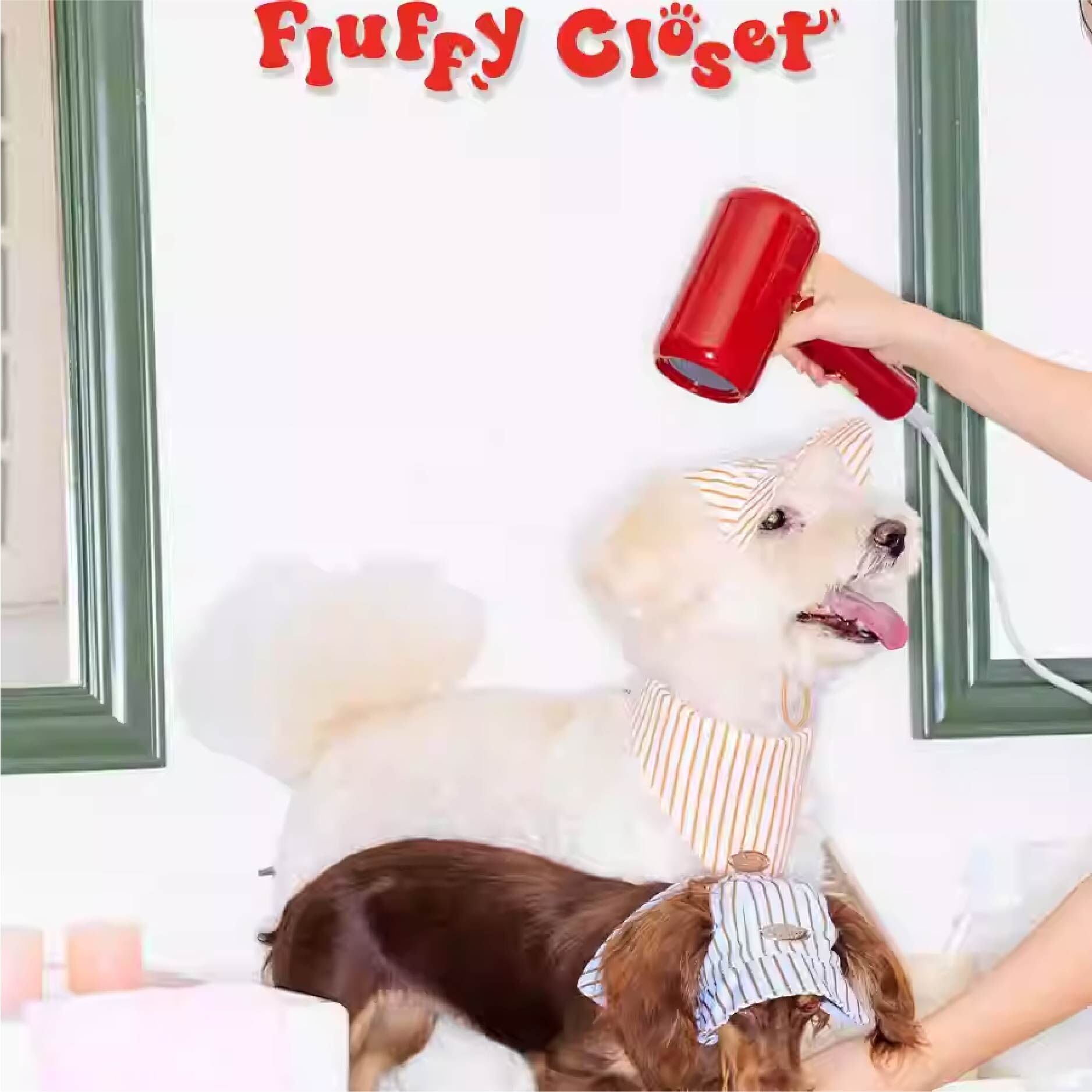 Fluffy Closet - 寵物復古提花遮陽帽/口水巾