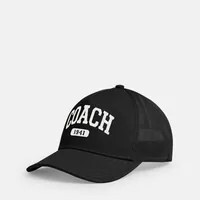 [S]  COACH BLACK CCH EMBROIDERED TRUCKER HAT, CAA61-BLACK (SUZZ18)