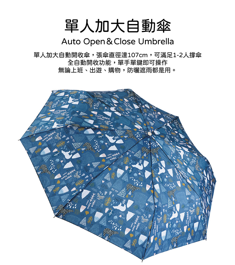 RAINSTORY白熊森林抗UV加大防回彈自動傘