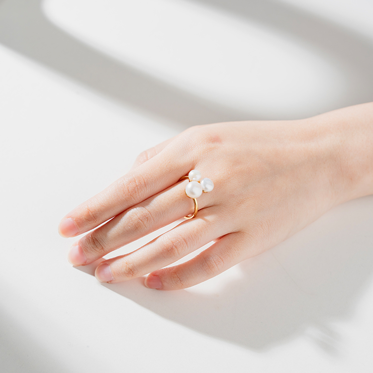 miramira珠光｜三環月光珍珠戒指A2320-金56312