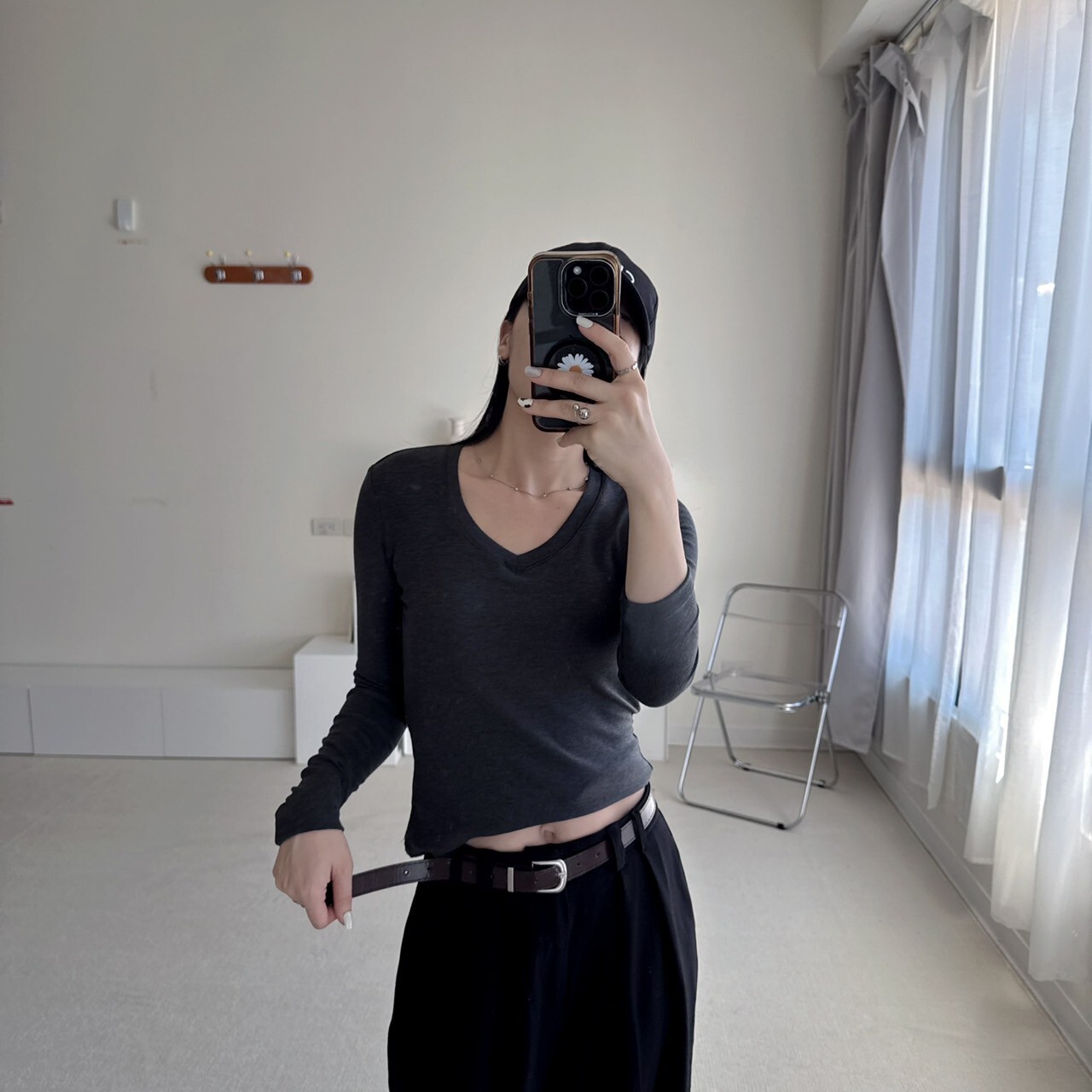 親膚V領彈性長袖bra T（現貨）