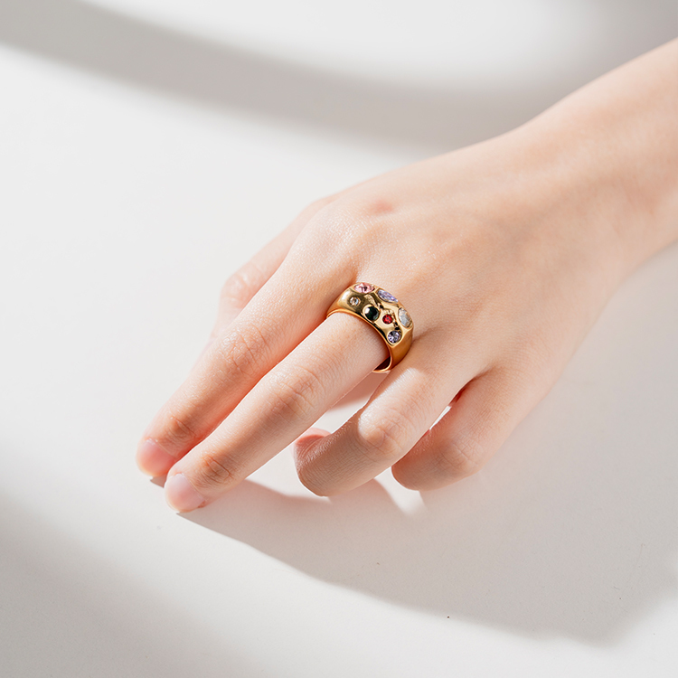 miramira幻彩｜抽象波普彩點戒指A2412-金66212