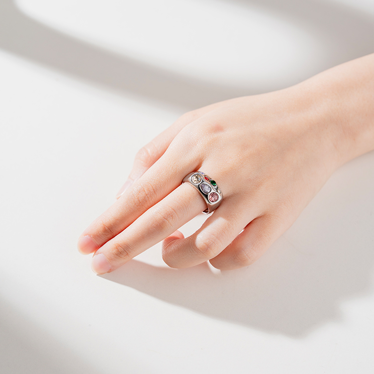 miramira幻彩｜抽象波普彩點戒指A2412-銀66229