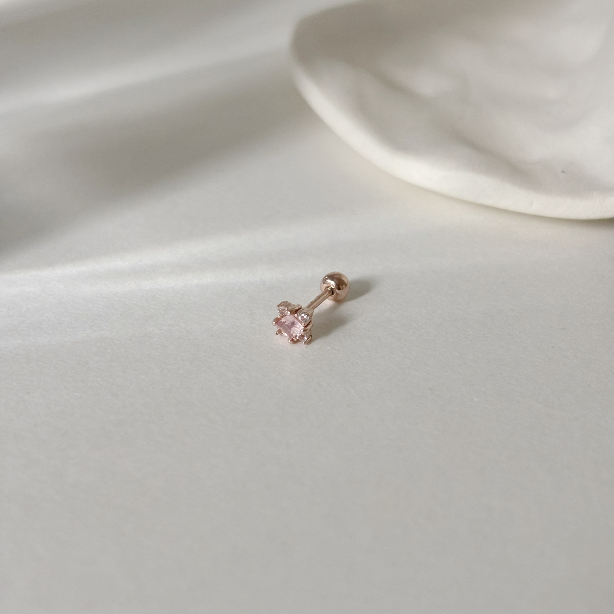 小窗花粉晶轉珠耳環