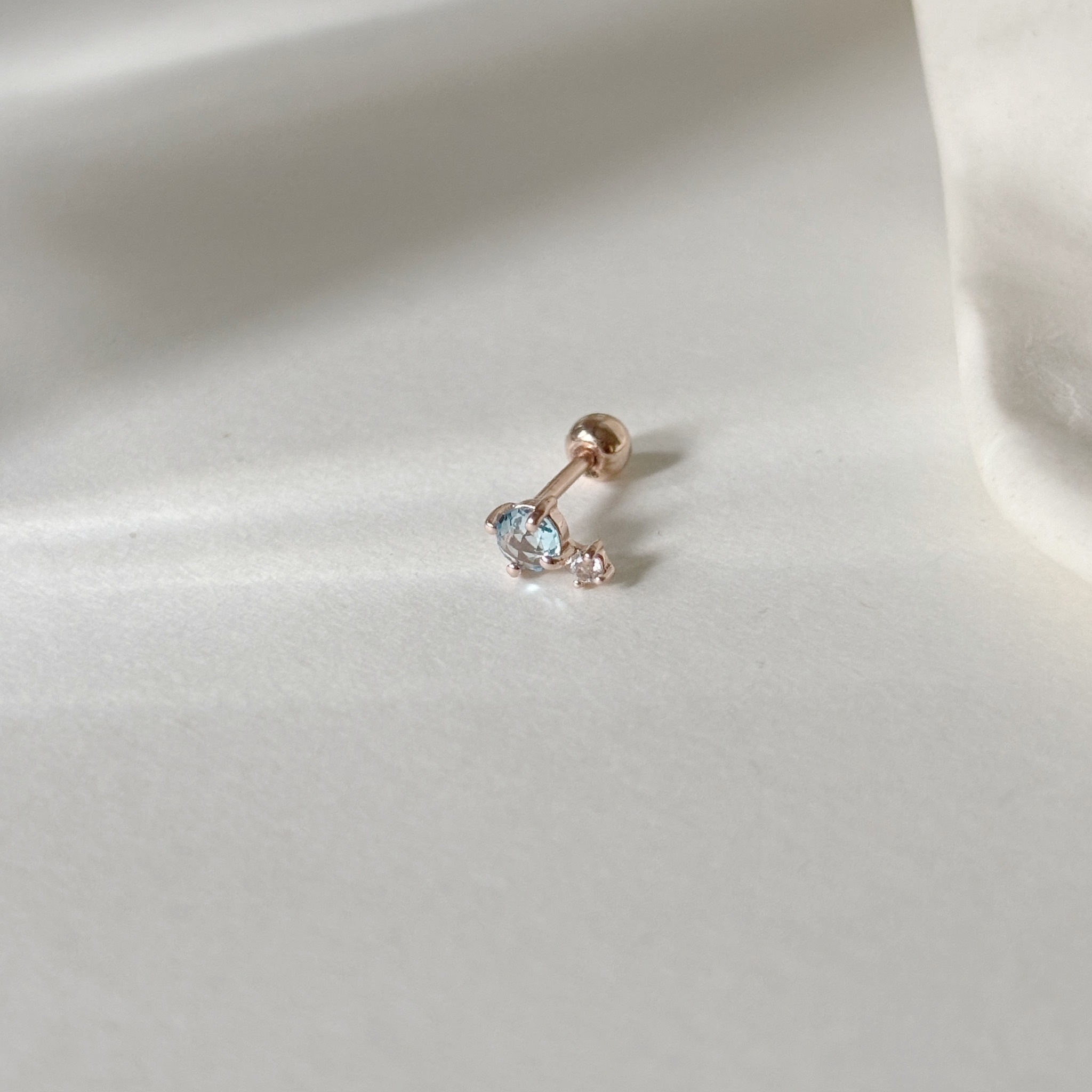 棋盤切割托帕石轉珠耳環