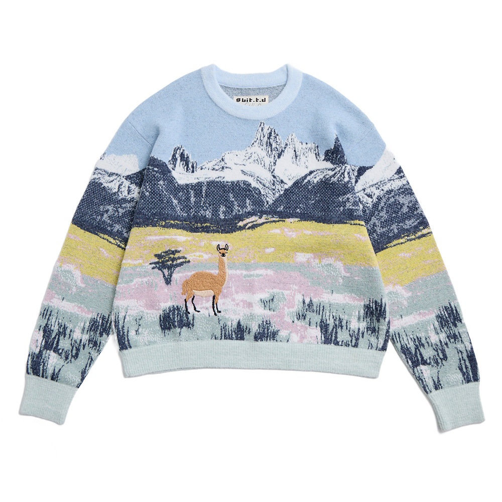 Cerro Fitz Roy Jacquard with Hand-Embroidered Guanaco Long Sleeve Top