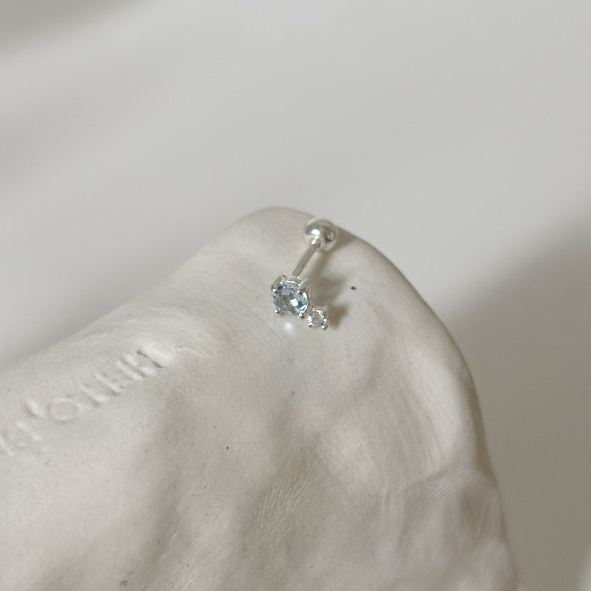 棋盤切割托帕石轉珠耳環