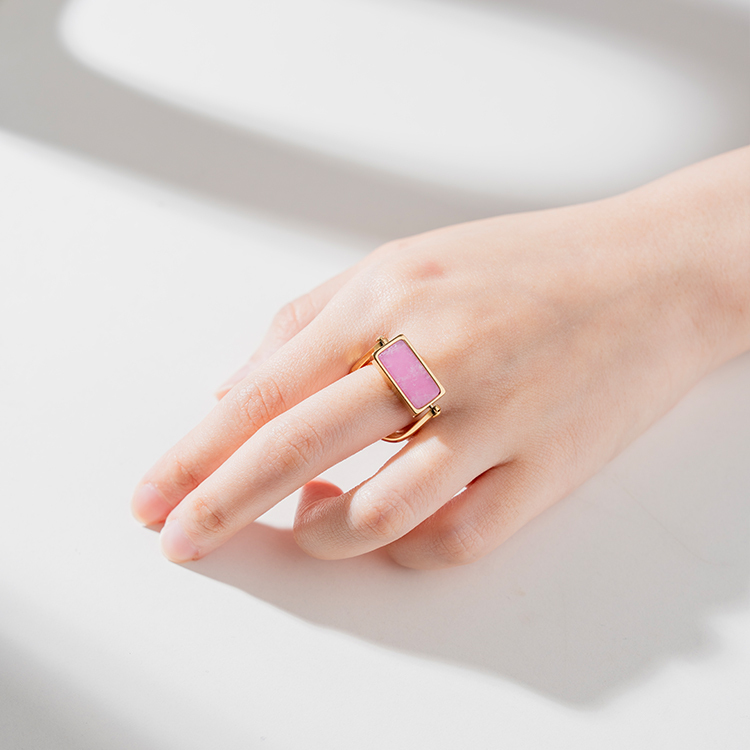 miramira微光｜單環粉紅寶石方形戒指A2420-金67608