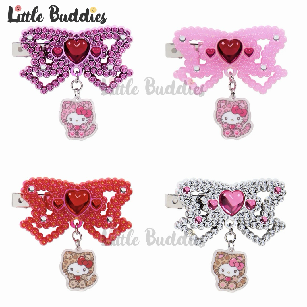 日本 Sanrio 豹紋服飾系列 閃石蝴蝶結髮夾盲盒