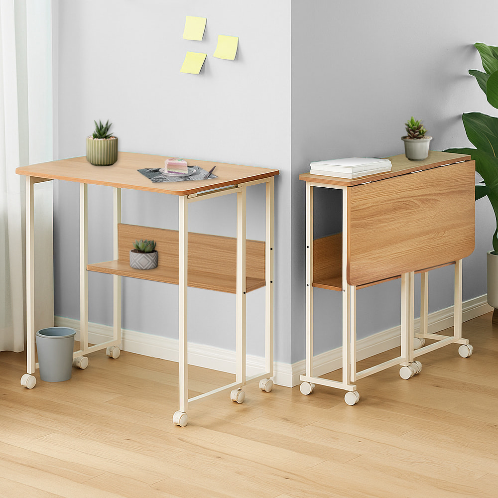 【AOTTO】簡約附輪可移動收納折疊桌-80公分(FT-303)