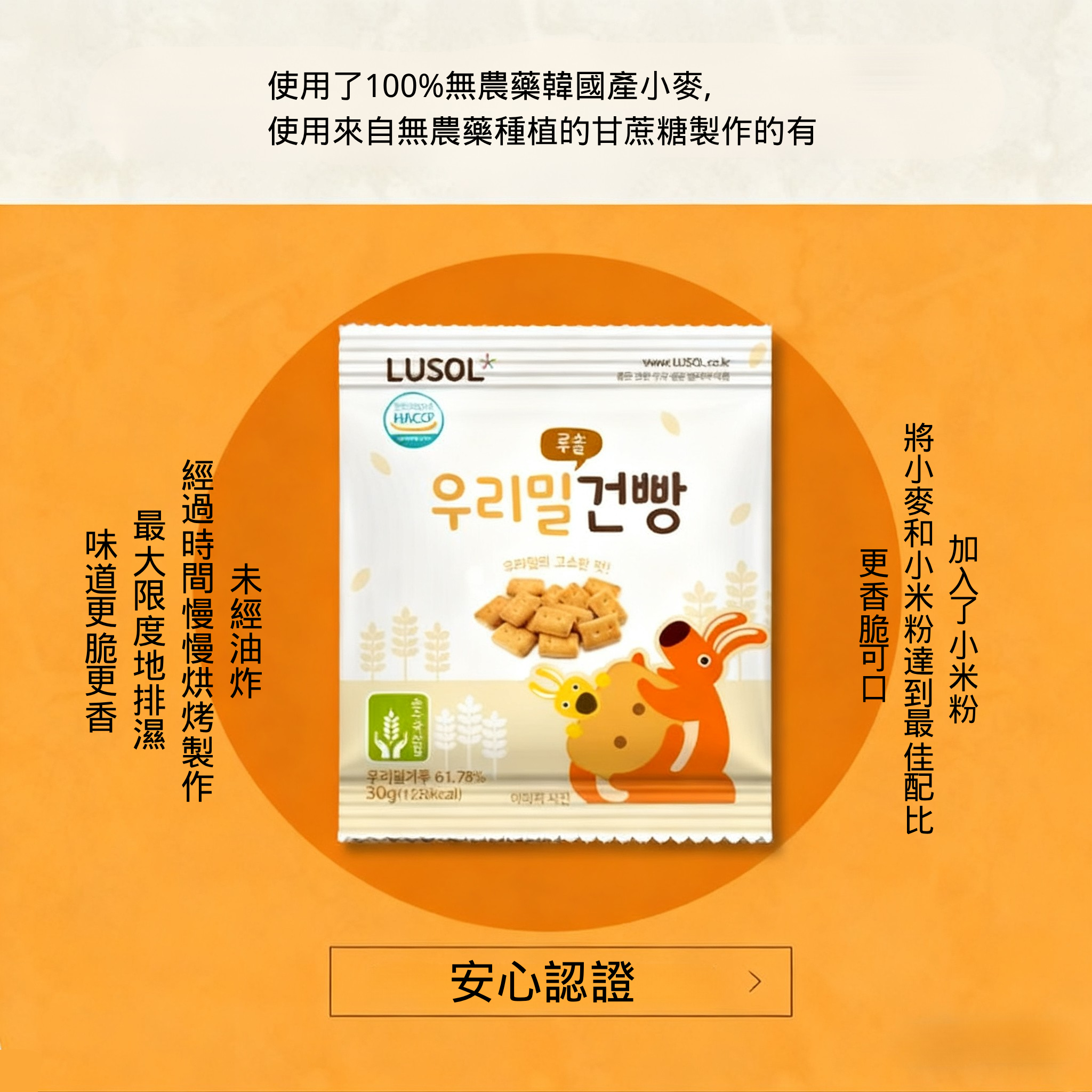LUSOL- 嬰幼兒韓國小麥芽餅 12m+ (30g)