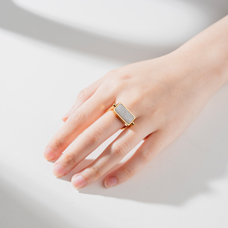 miramira微光｜單環粉膚寶石方形戒指A2420-金67578