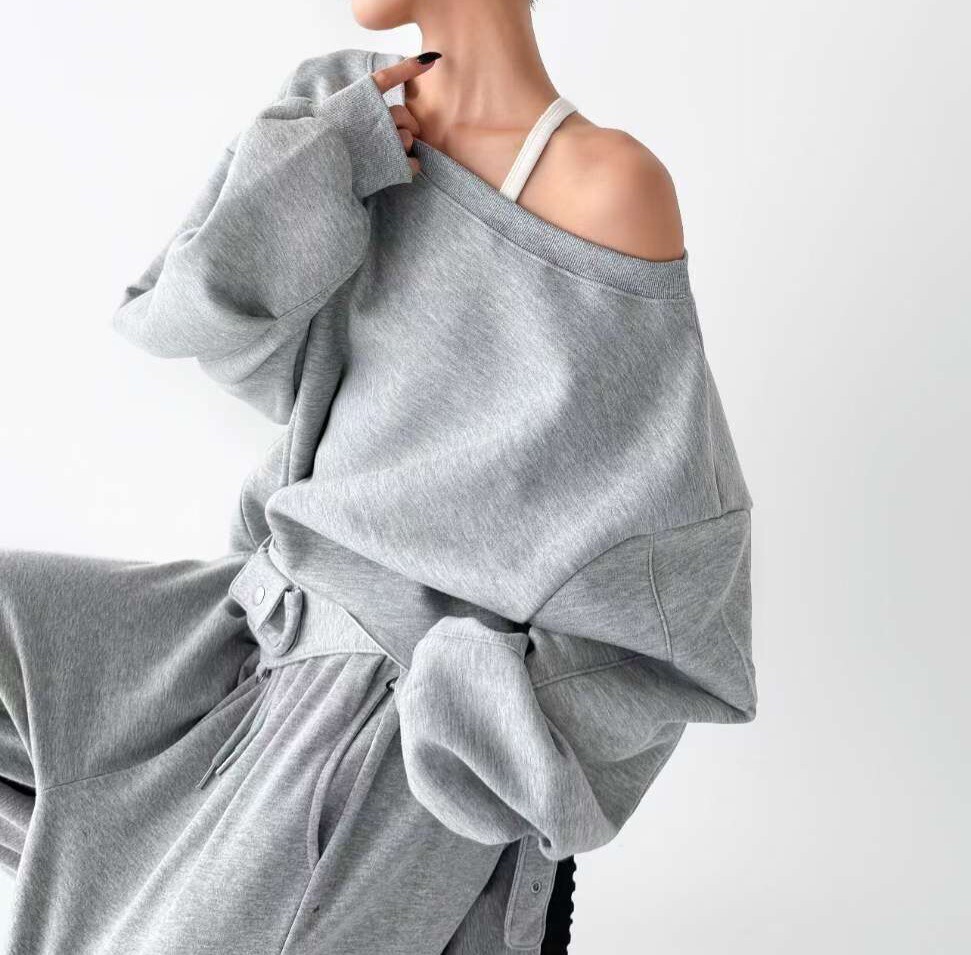 大領抓皺澎袖刷毛上衣