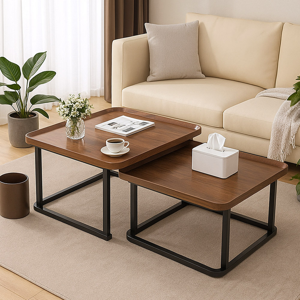 【AOTTO】簡約方形子母茶几組合-大+小(TA-302)