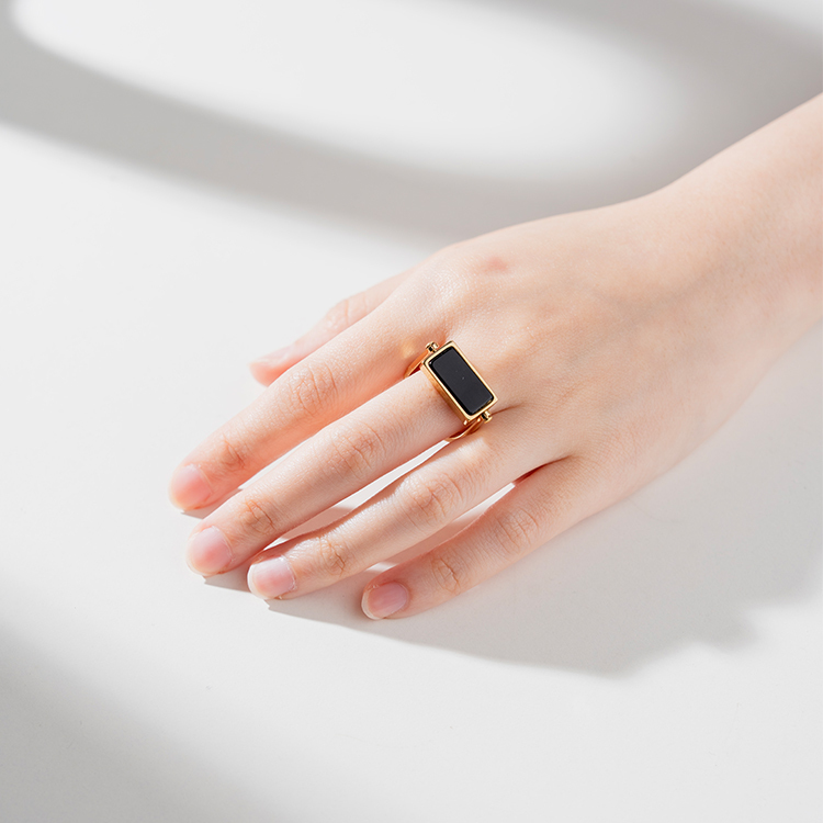 miramira微光｜單環黑寶石方形戒指A2420-金67554
