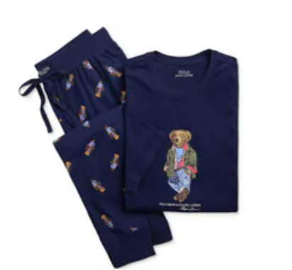 [S] POLO RALPH LAUREN CRUISE NAVY WITH TAHITI BEAR JOGGER PAJAMA SET, PKB1F2-A527 (SUZZ83)