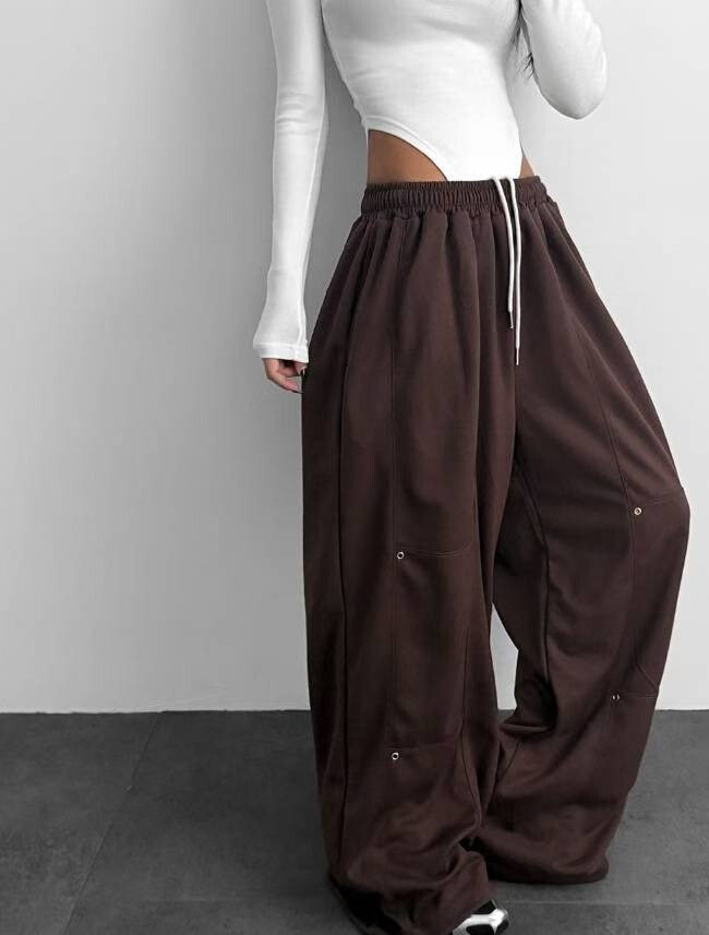 釘孔造型束腳棉褲