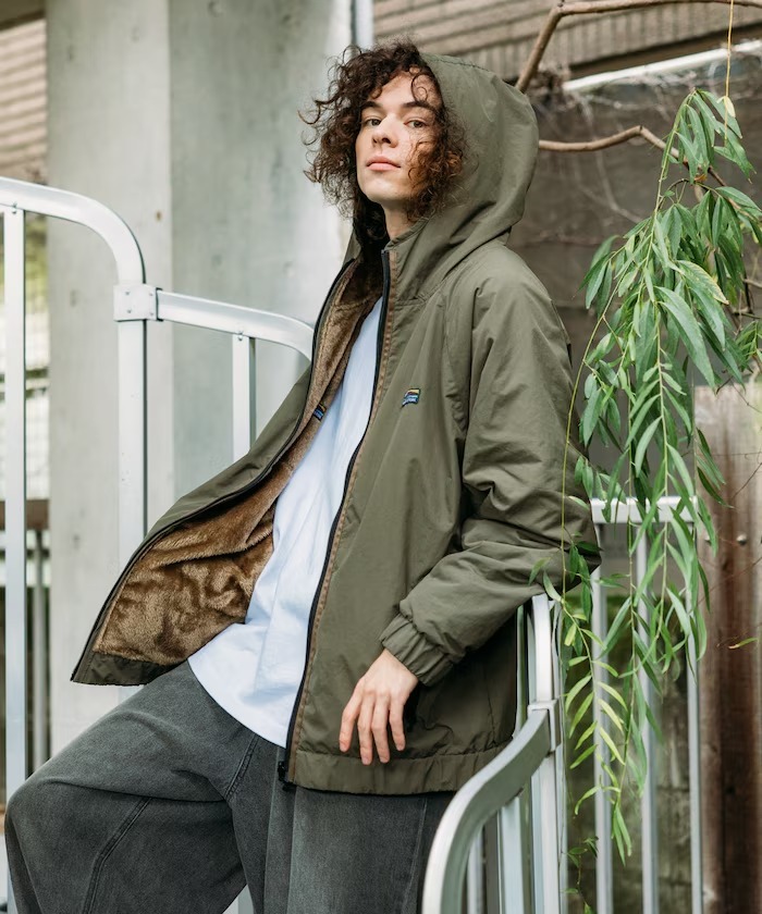 日本 FREAK'S STORE Relaxed Fit Nylon Fleece Reversible Hoodie Jacket