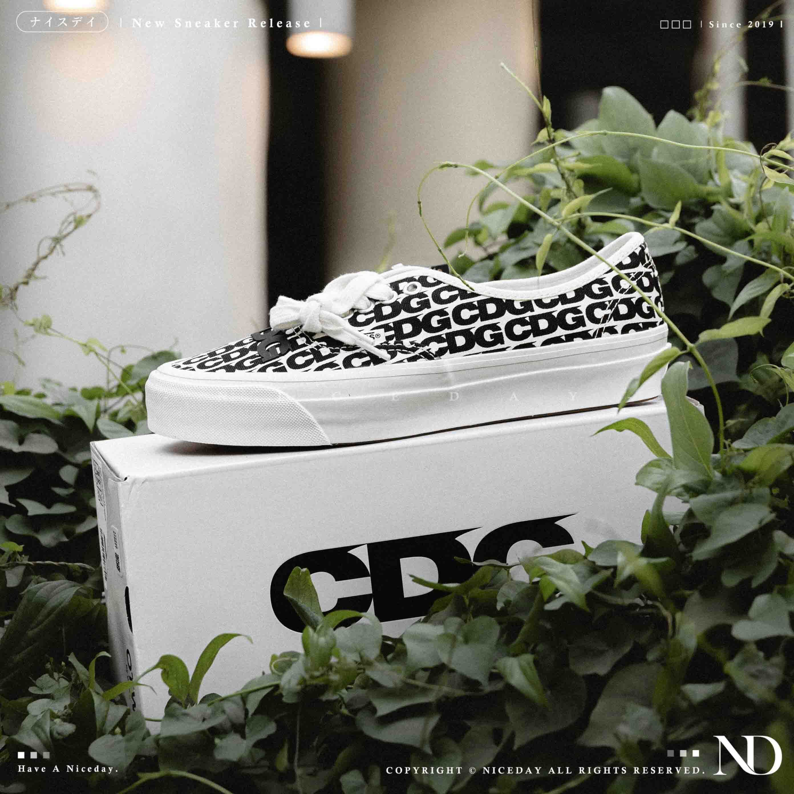NICEDAY 代購 CDG x Vans OTW Authentic 44 Black 黑白 滿版Logo 復古 白 黑 VN000EEUUY6