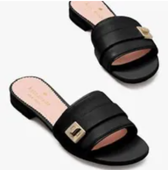 [S] KATE SPADE BLACK PHOEBE SLIDE SANDAL , KL412-001 (SUZZ86)