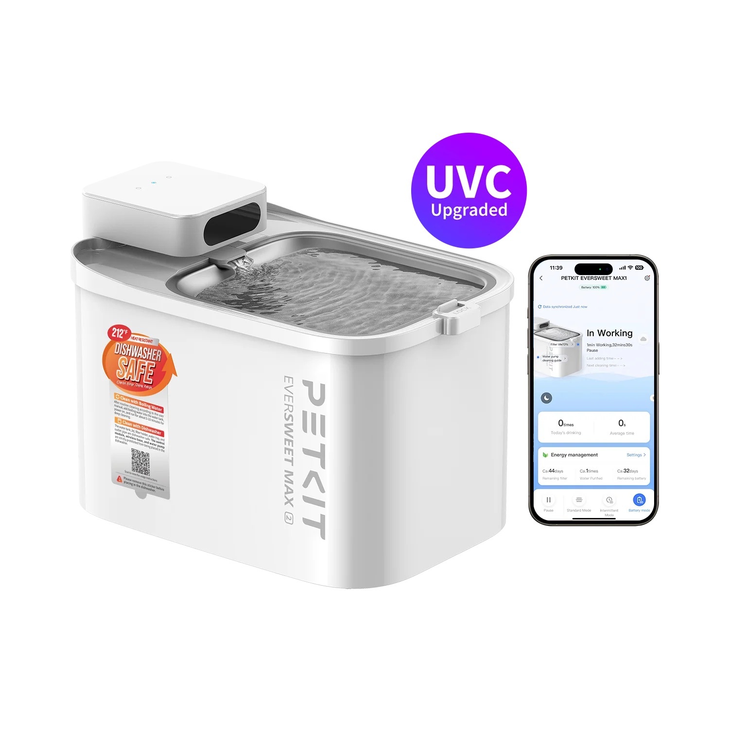 PETKIT Eversweet Max 2 無線智能飲水機UVC水泵(耐高溫版)