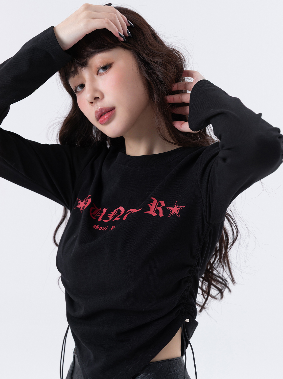 不規則抽繩印花T