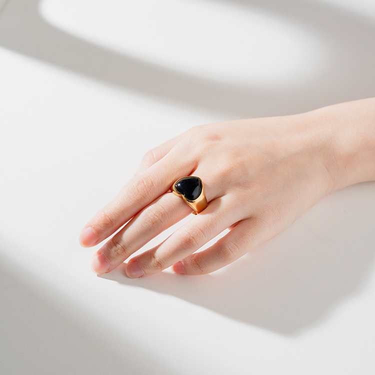 miramira微光｜單環黑寶石愛心戒指A2421-金67615