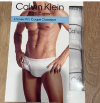 [S] CALVIN KLEIN WHITE MEN'S COTTON 4 PACK CLASSIC FIT BRIEF, A34M394135-NP21720 (SUZZ90)