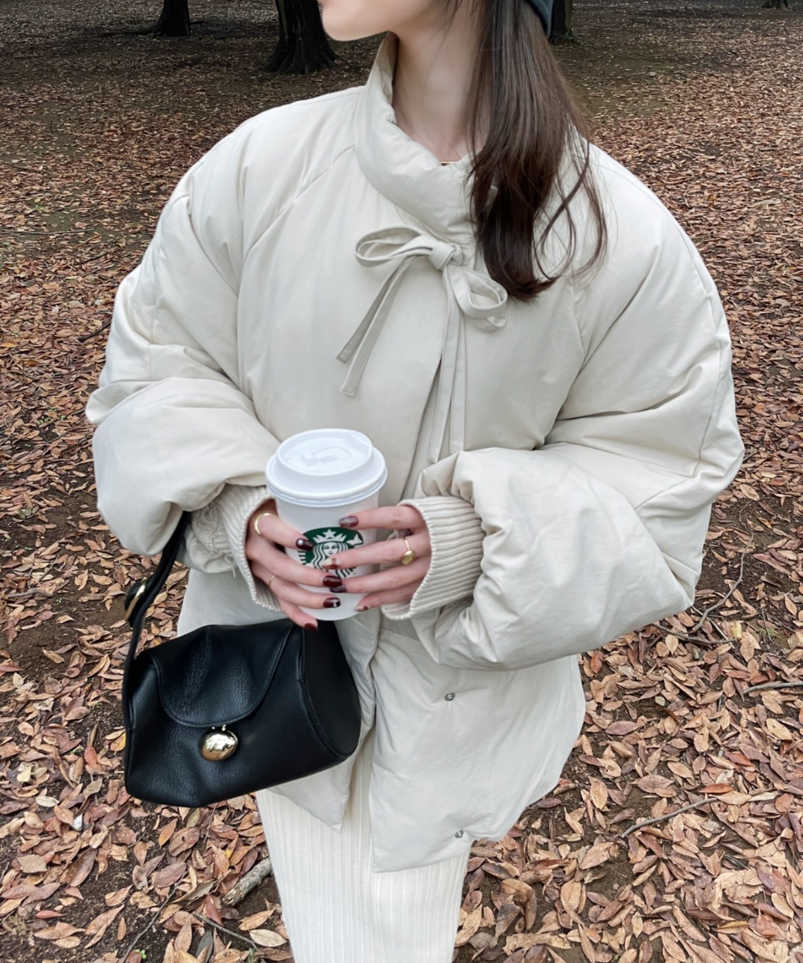 <超美>日本 hinari 襯墊 蝴蝶結 緞帶 中長 鋪棉 外套 3色