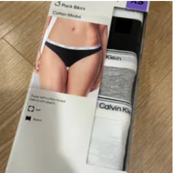 [S] CALVIN KLEIN BLACK/GREY 3 PACK BIKINI COTTON MODAL, 1037554-BLACK/GREY (SUZZ92)