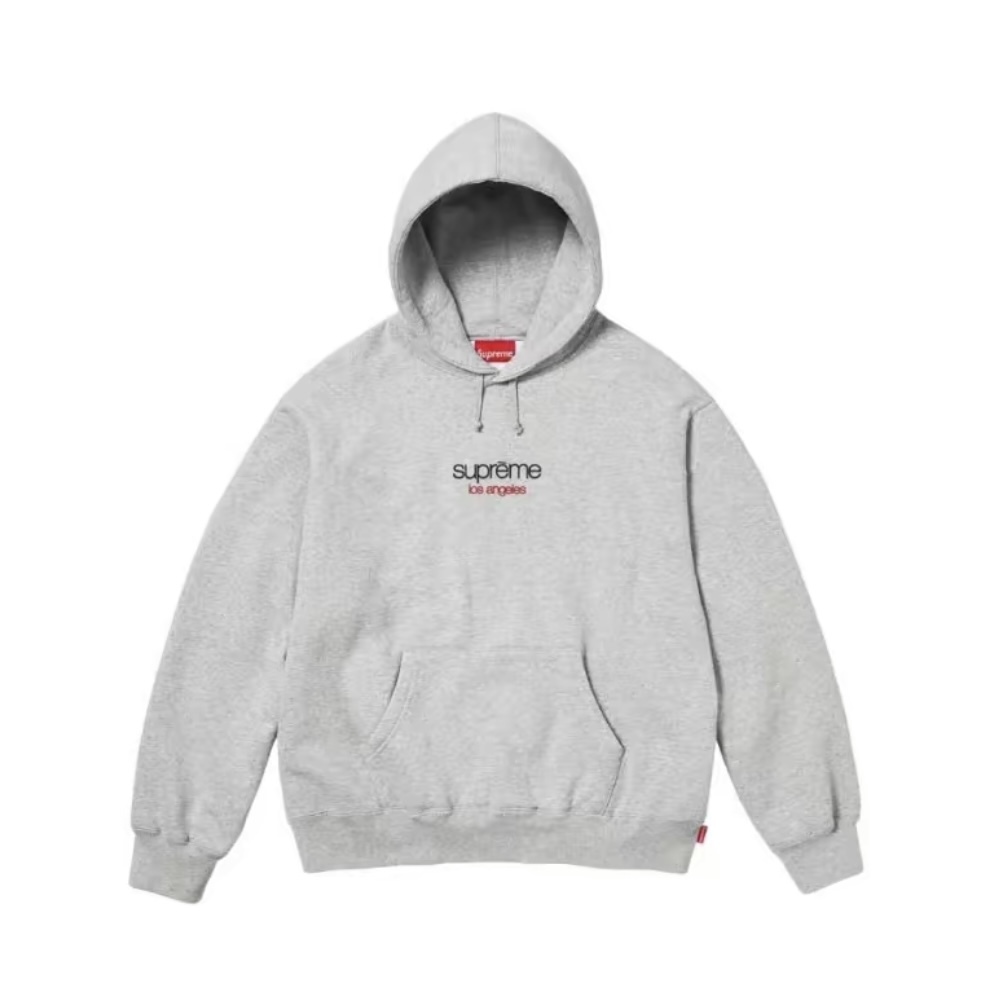 -(B09)-SUPREME CLASSIC LOGO SHOP HOODED SWEATSHIRT LOS ANGELES  LA 城市限定 洛杉磯 灰色-FW25SW29C