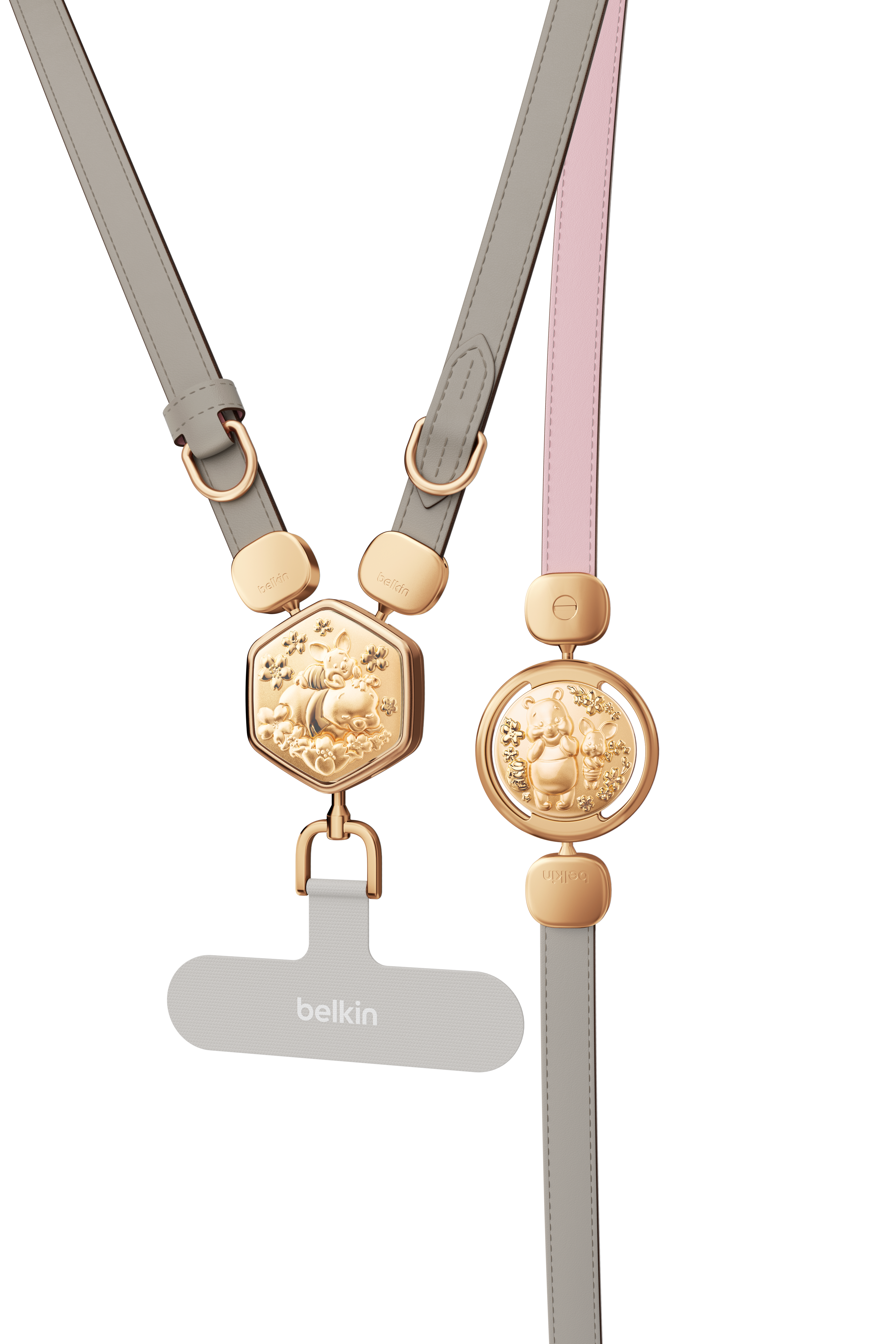 2合1 皮革手機掛繩配 3D 片 (小熊維尼, 迪士尼系列)