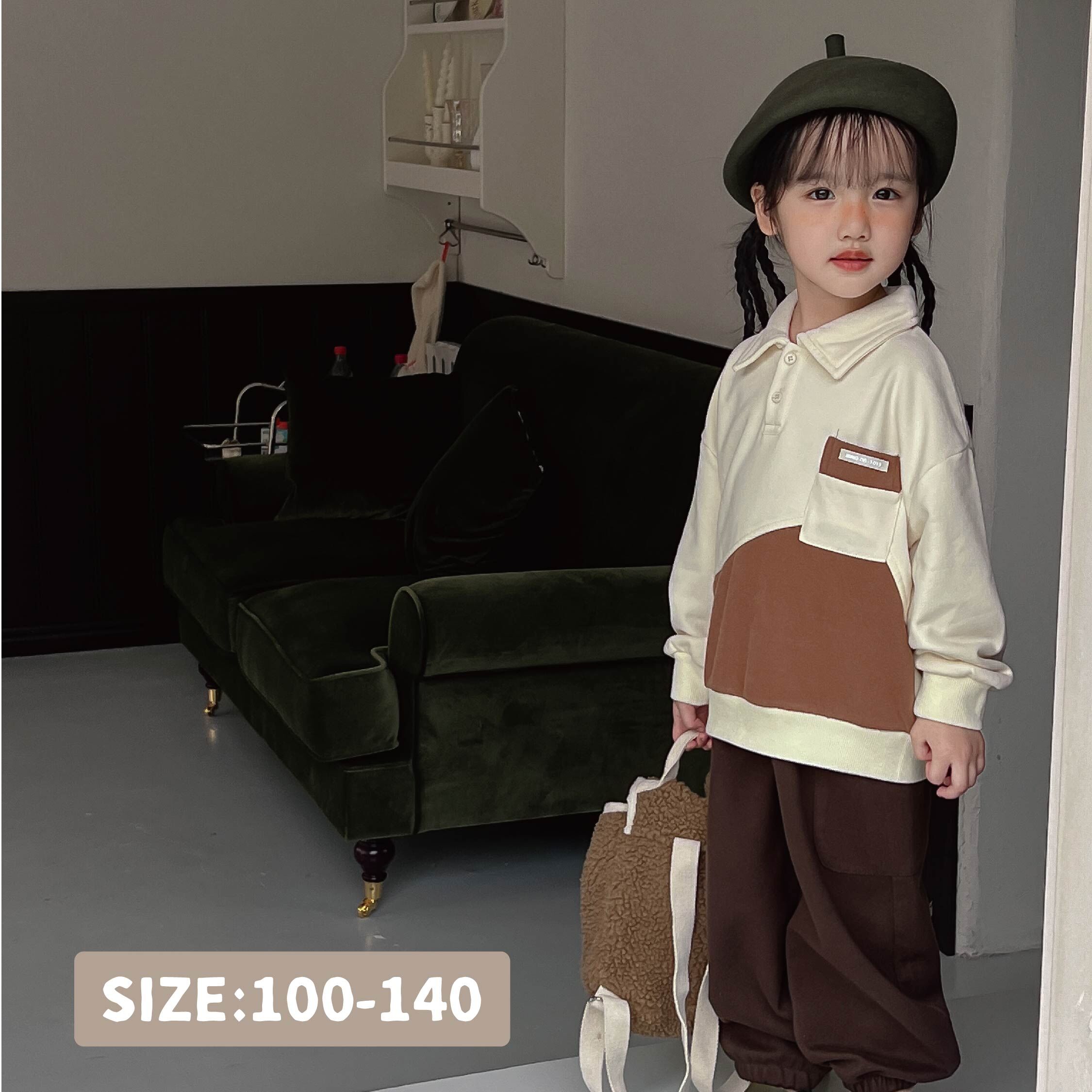 【H35054】幾何色塊造型翻領上衣