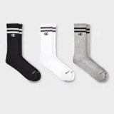 [S] CHAMPION MULTI GREY,WHITE,BLACK 3PACKS MEN'S CUSHION CREW, 886028560708 (SUZZ65)