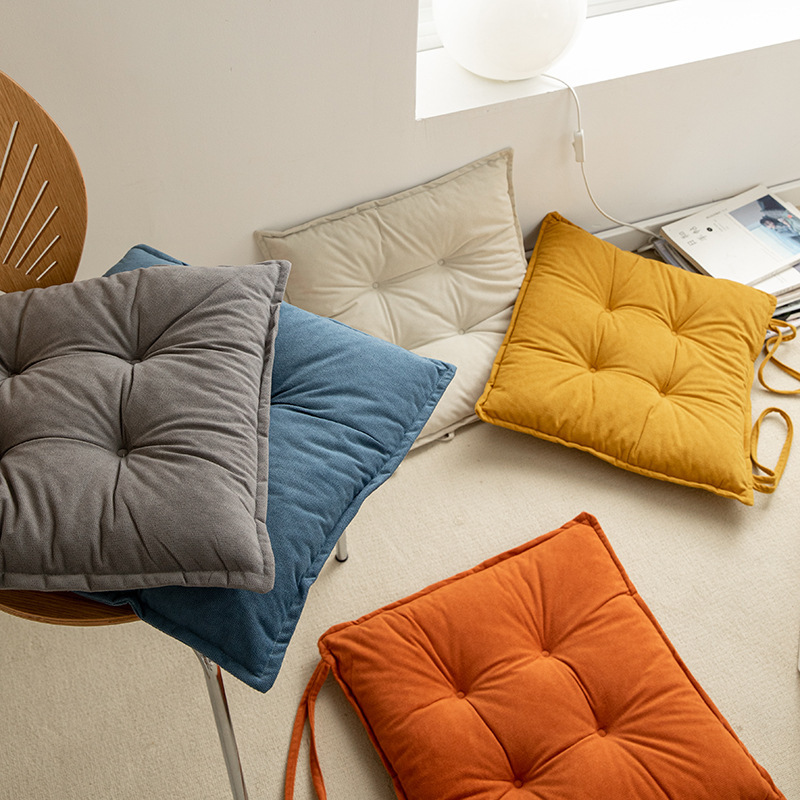 《6367》純色棉麻綁帶可固定坐墊