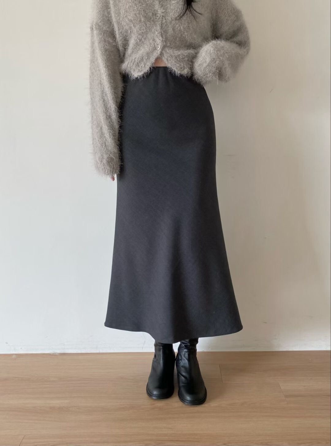 鬆緊腰溫柔色系魚尾裙長裙-F / 3色