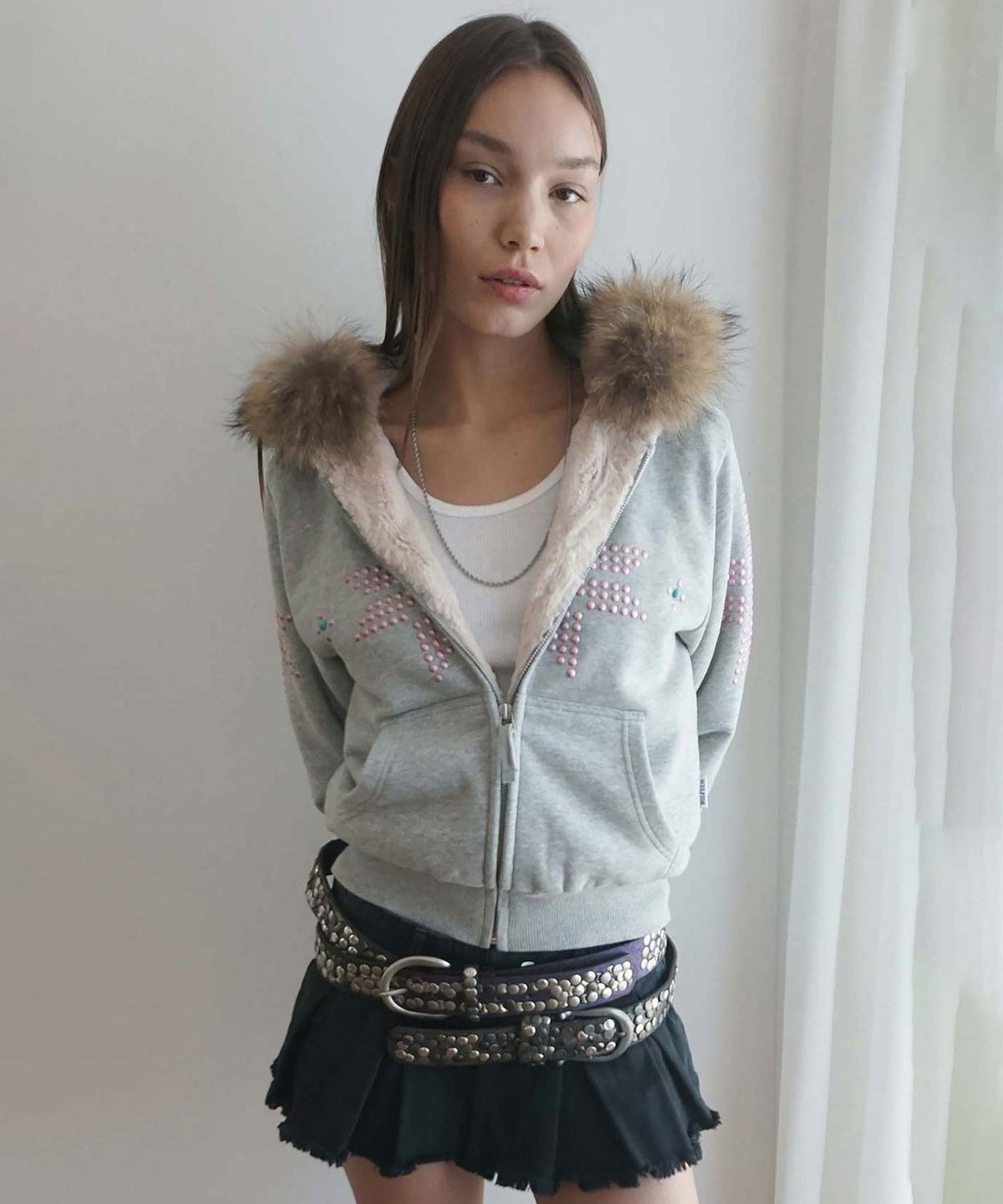 SCULPTOR Fur Trimming Hooded Zip-Up ☆送料・関税込☆SCULPTOR☆Faux