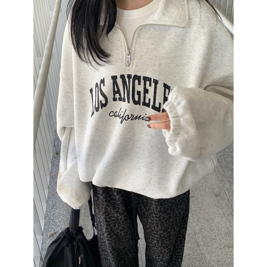 【imfine】洛城女孩 拉鍊翻領英文字大學踢 #9815