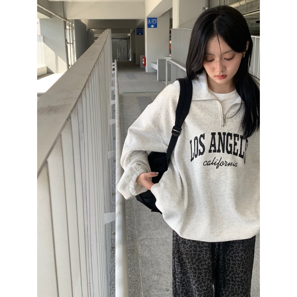 【imfine】洛城女孩 拉鍊翻領英文字大學踢 #9815