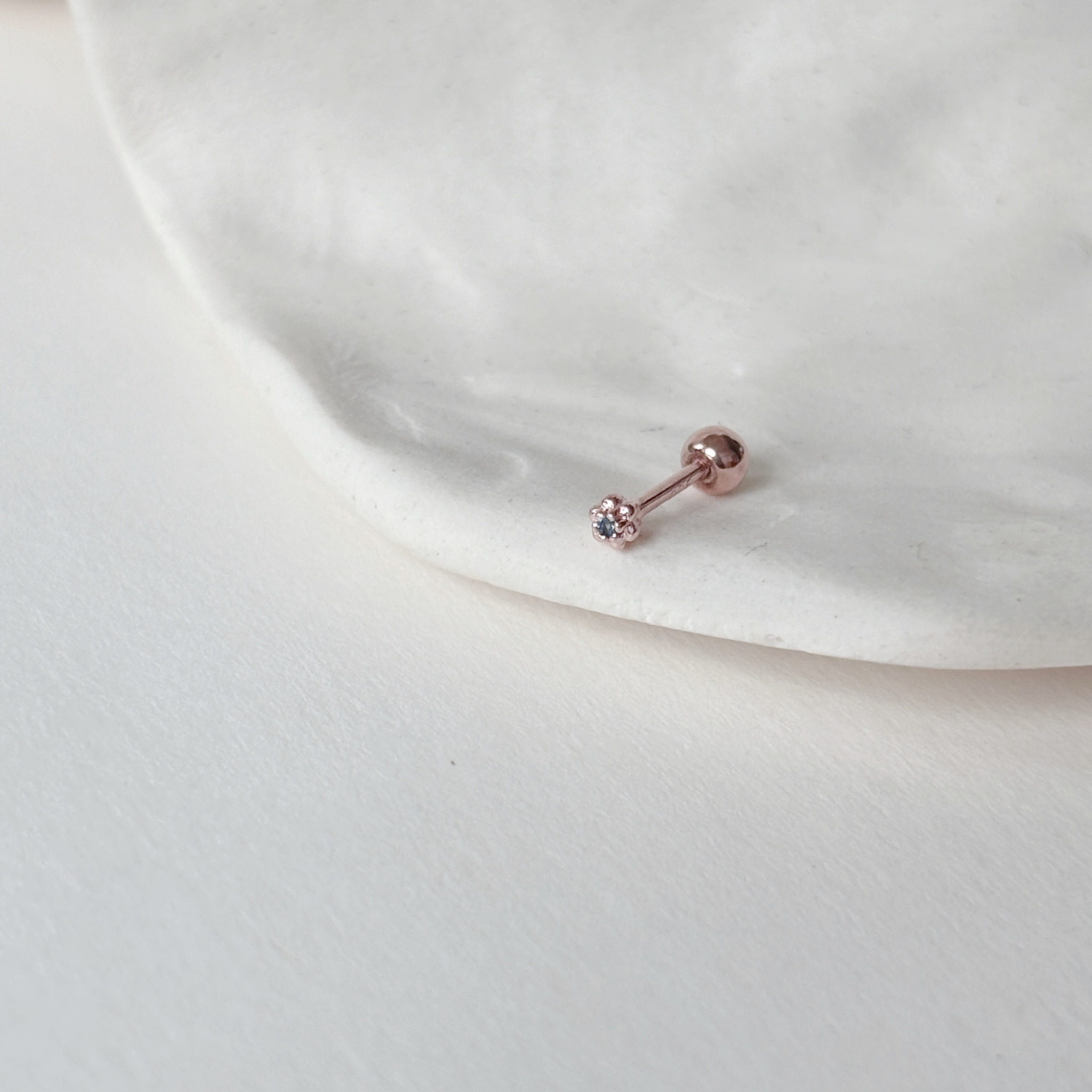 超迷你小花倫敦托帕石轉珠耳環