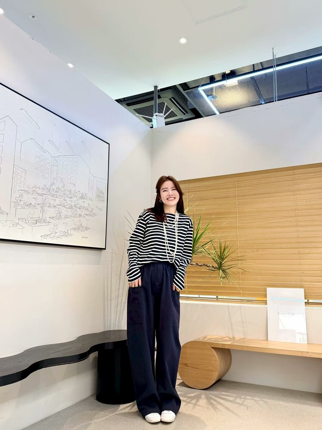 AB5247 簡約條紋圓領長袖上衣