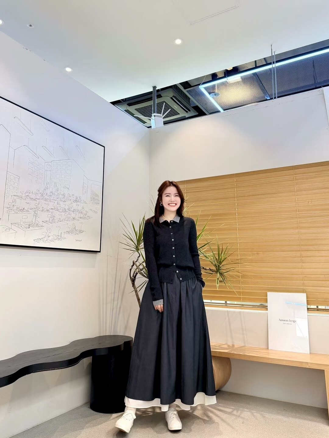 AB5248 撞色翻領排扣長袖上衣