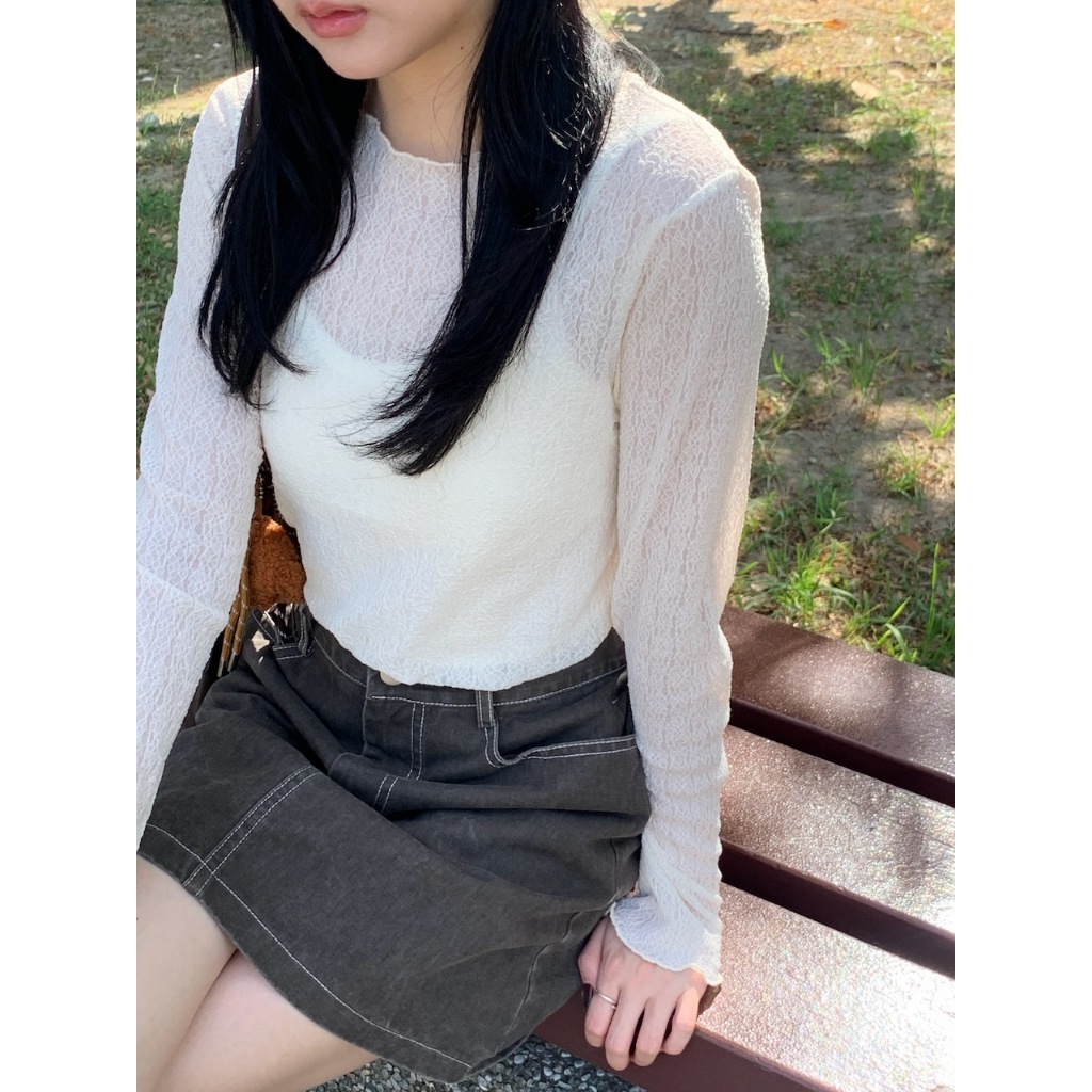 【imfine】秋色感蕾絲雕花漂亮打底衣 #9833