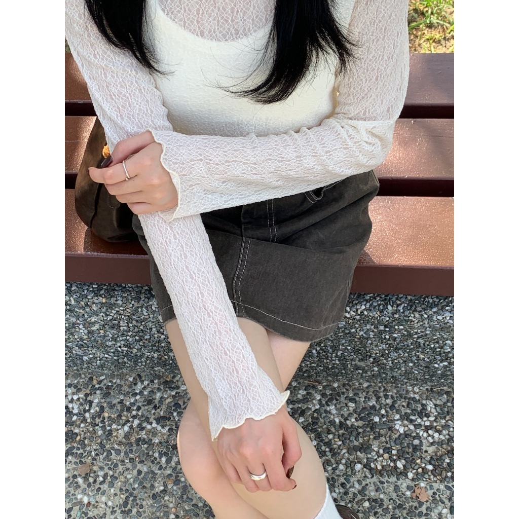 【imfine】秋色感蕾絲雕花漂亮打底衣 #9833