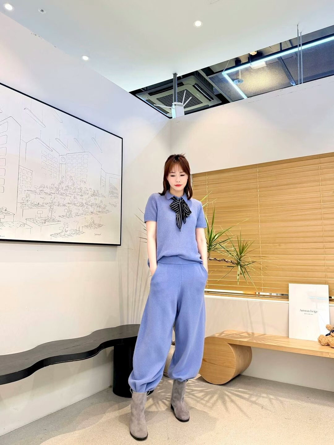 AB5243 橡筋腰軟綿綿休閒褲